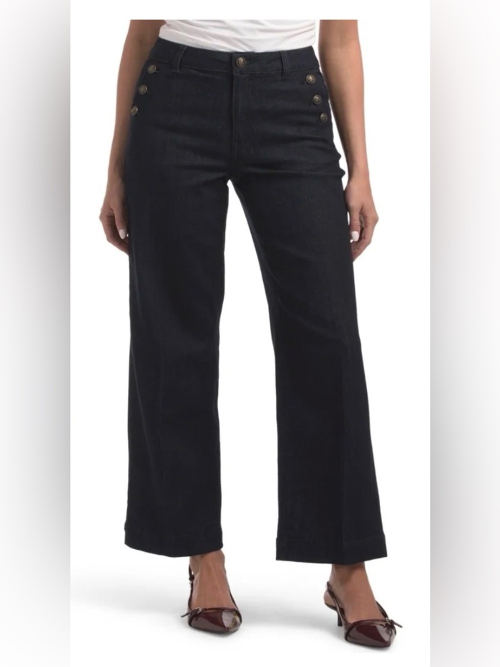 RACHEL ZOE Sailor Button wide leg and high rise jeans. Size 6